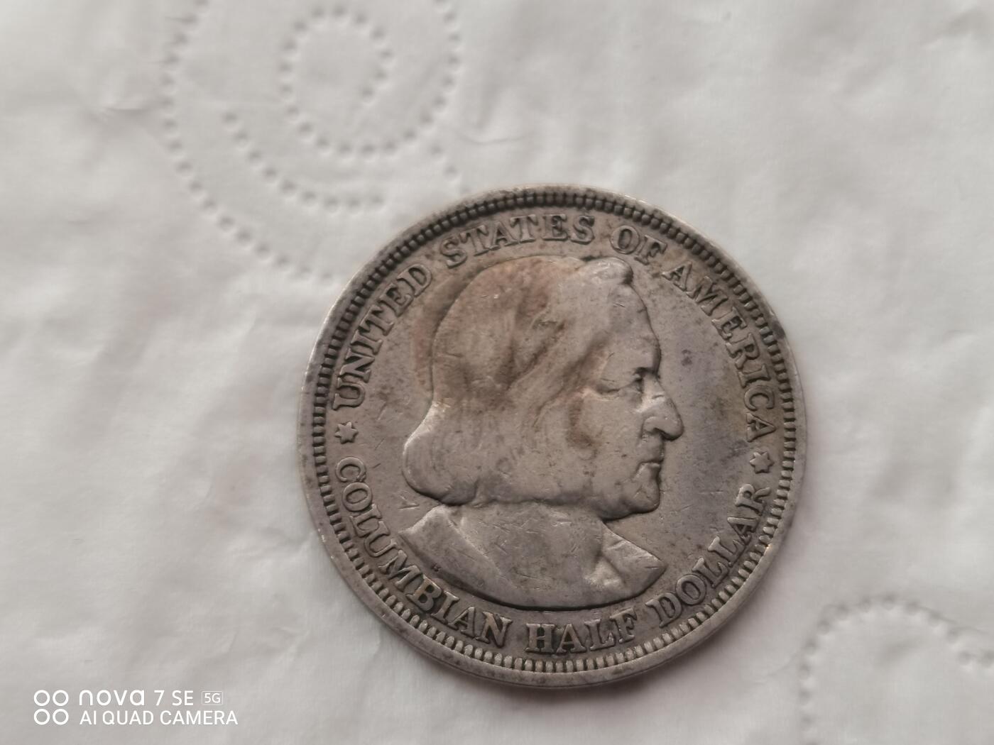 银币 1893年美国哥伦布半圆银币（13.3克）