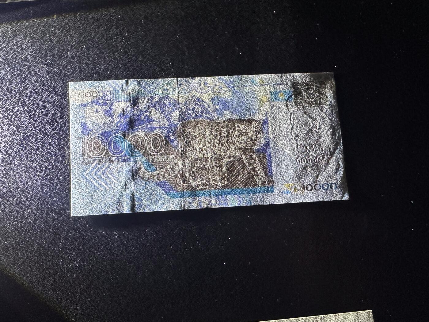 《外钞收藏家》第六百一十五期（畅拍场）（长期征集拍品、欢迎藏友们联系合作） 2003年哈萨克斯坦1万坚戈 AA冠 雪豹 AU品相