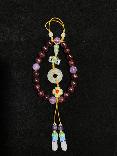 【崇觀宣和】周元通宝-佛钱古钱币十八子手持石榴石手串 【崇觀宣和】周元通宝-佛钱古钱币十八子手持石榴石手串