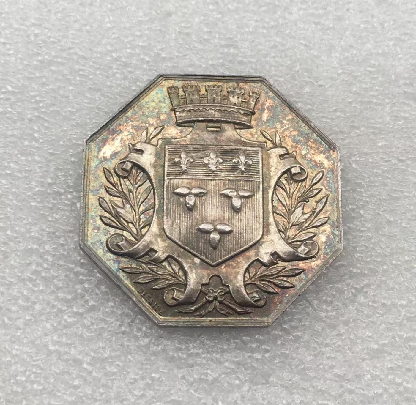 世界钱币专场拍卖 每周二开拍 1832年法国巴黎女神八角银代币章