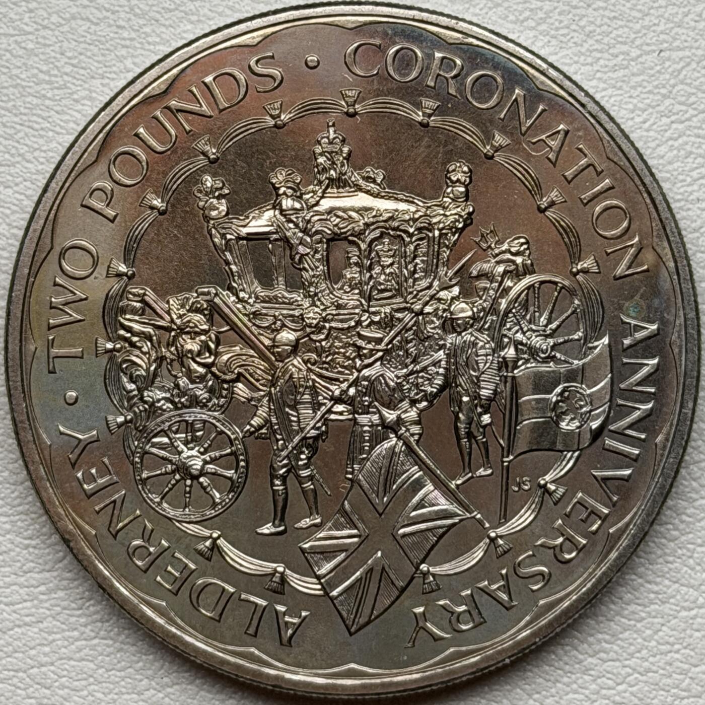 ＜星葵🌻钱币社＞硬币场·第71期·3月10日发货 奥尔德尼岛1993年女王加冕40周年2镑克朗型纪念币