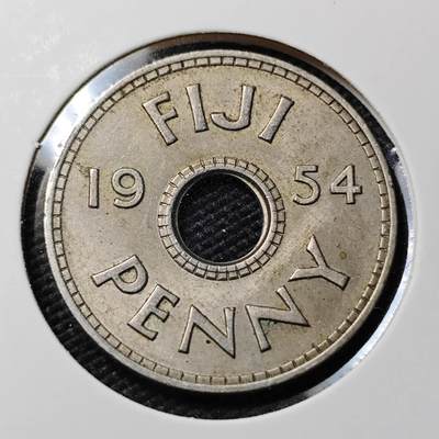 KK钱币收藏小铺   第402期 2月预留时间 周末发货 -  1954斐济1便士铜币
