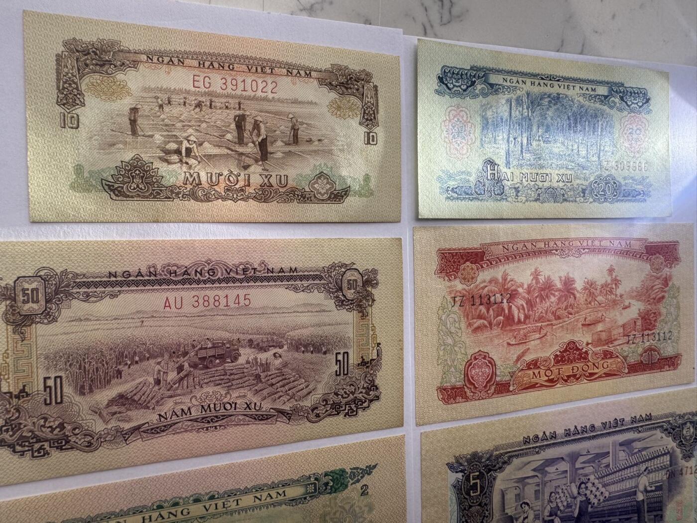 2026第4场（总第231期）：精品测试钞、外钞综合场  中国代印/越南/南越国家银行1966年版10、20、50仙、1、2、5、10、50盾全套8枚（旧品如图）