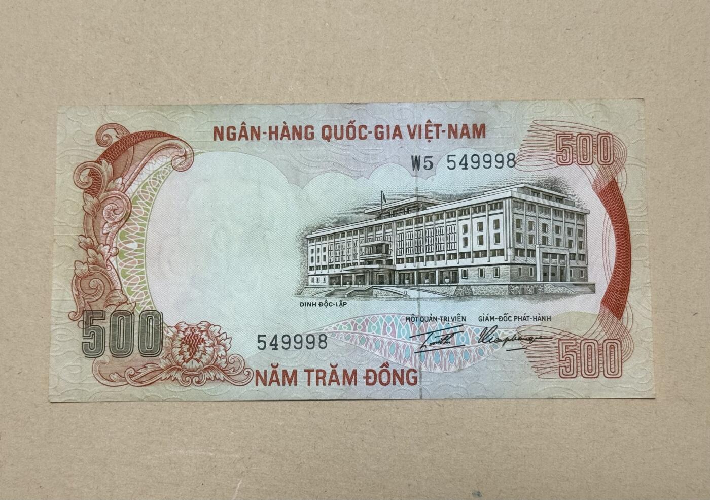 韵星假日钱币拍卖第3期 -- Rimey Holidays Coins & Banknotes Auction 3 越南共和国南越1972 500盾 虎票 经典好设计 大面额 流通品相