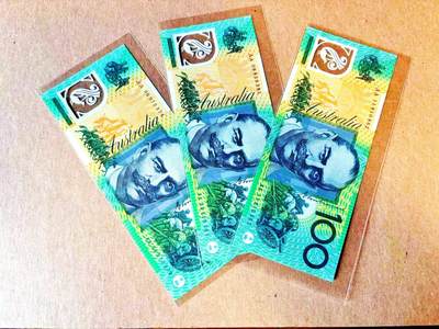  【Blue Auction】世界纸币精拍第791期——18级TOP拍卖/信誉/品质/专业/高效💫 - 【一组3张AA冠 含无47】澳大利亚100元 全新UNC