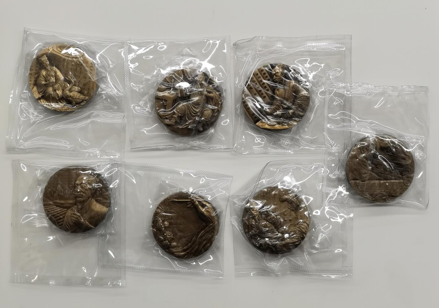 博洋堂世界钱币拍卖第163期（全场包邮） 中国2015-2016年铜章套 七圣-医/武/琴/书/茶/琴/画 45mm 发行量：10万 带证 沈阳造币厂