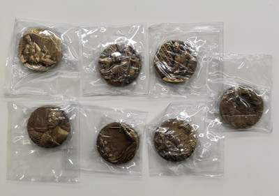 博洋堂世界钱币拍卖第163期（全场包邮） - 中国2015-2016年铜章套 七圣-医/武/琴/书/茶/琴/画 45mm 发行量：10万 带证 沈阳造币厂