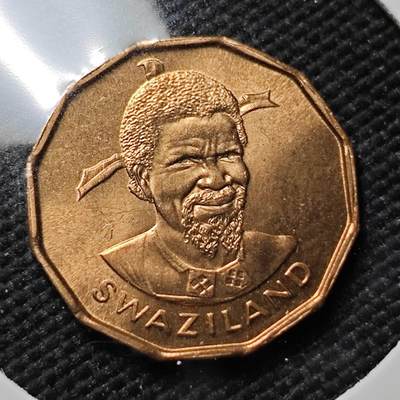 KK钱币收藏小铺   第401期 2月预留时间 周末发货 -  1974斯威士兰1分铜币 好品