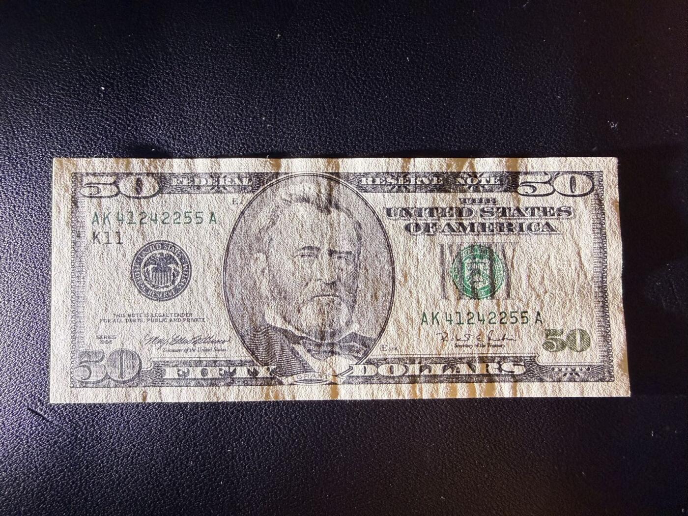 1996年首版大头50美元，品相如图，好品