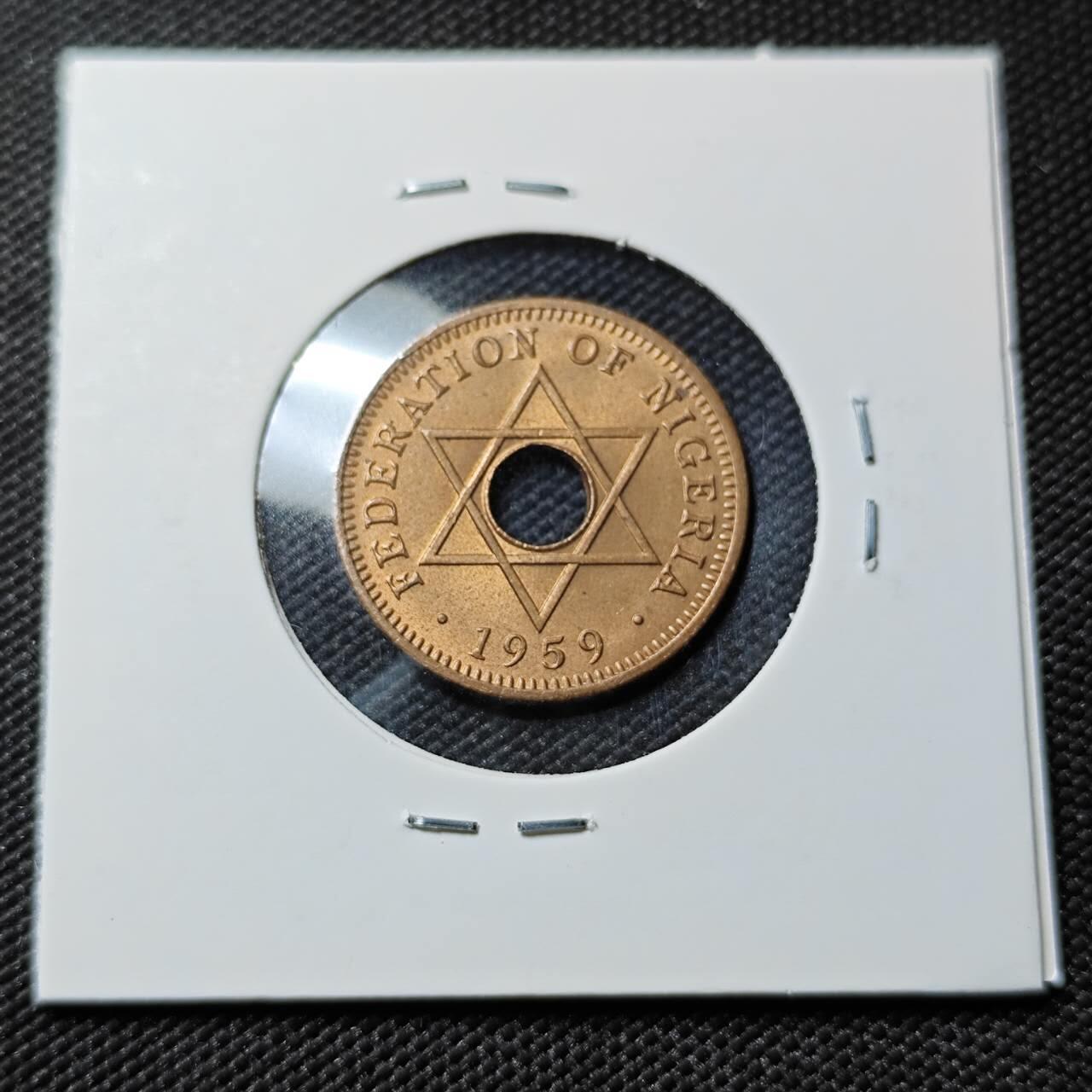 KK钱币收藏小铺   第401期 2月预留时间 周末发货  1959英属尼日利亚0.5便士铜币 好品