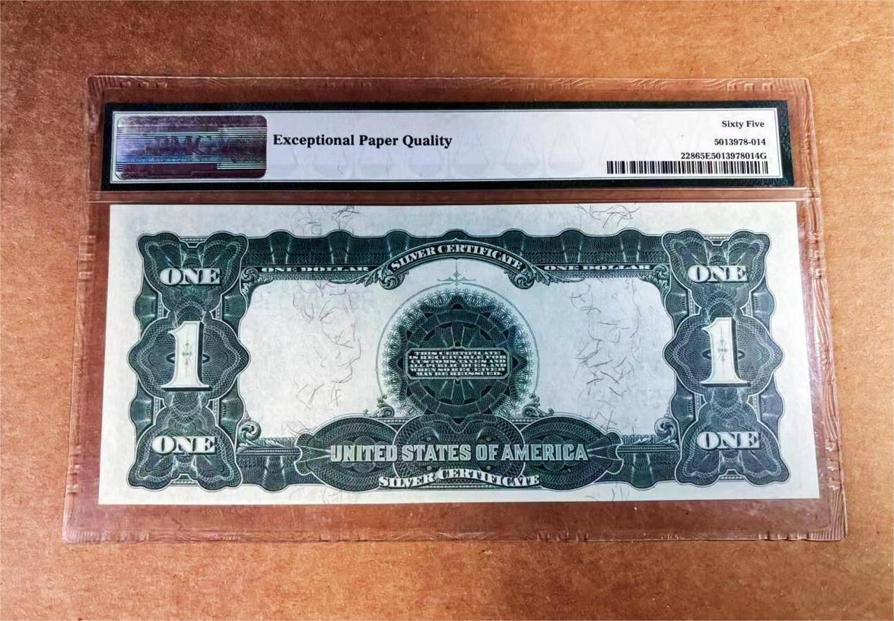  【Blue Auction】世界纸币精拍第791期——18级TOP拍卖/信誉/品质/专业/高效💫 美国 1899年1美金 大黑鹰 林肯和格兰特将军肖像 大票幅 PMG65EPQ 绝品（老壳子有自然磨损）