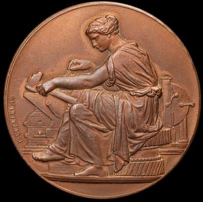 修遠堂世界钱币第106期，请看参拍说明 - 19世纪末至20世纪初的法国工业安全协会荣誉铜章，50.80mm，64.29g