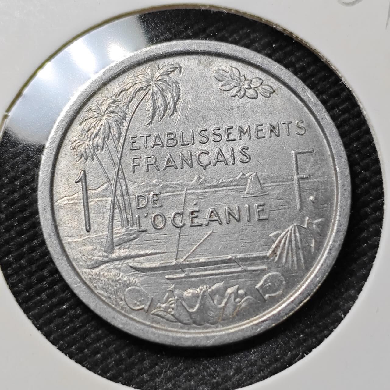KK钱币收藏小铺   第401期 2月预留时间 周末发货  1949法属波利尼西亚1法郎