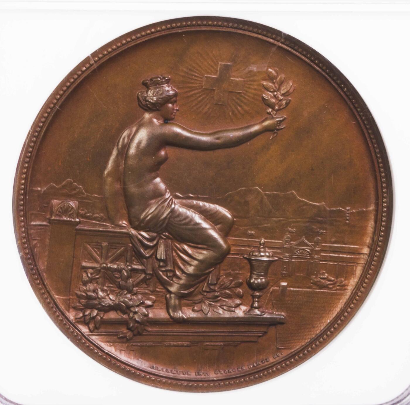 NGC-MS64BN 1895瑞士苏黎世射击节女神加厚大铜章