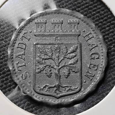 KK钱币收藏小铺  第397期 百期特怕（四拍之一） 2月预留时间 周末发货 -  1917 德紧哈根市 10芬尼锌币 波浪形