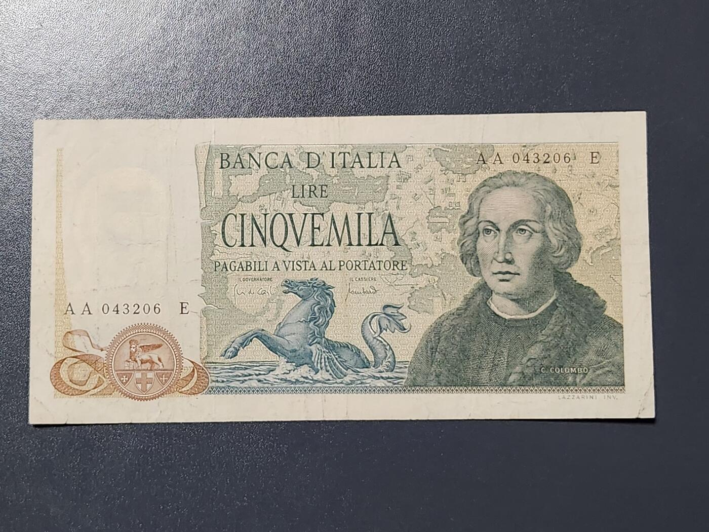 3月6号晚上8点 外国纸币自动截拍第35场 意大利5000AA首发第一版1971原票美品