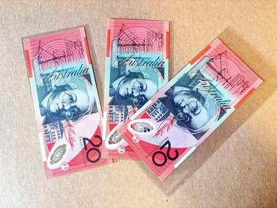  【Blue Auction】世界纸币精拍第791期——18级TOP拍卖/信誉/品质/专业/高效💫 - 【一组3张AA冠 含无47】澳大利亚 20元 全新UNC