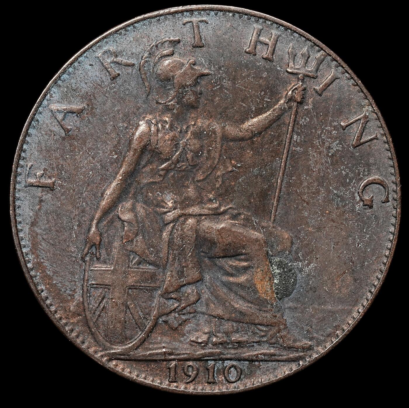 修遠堂世界钱币第106期，请看参拍说明 1910年英国1法新铜币