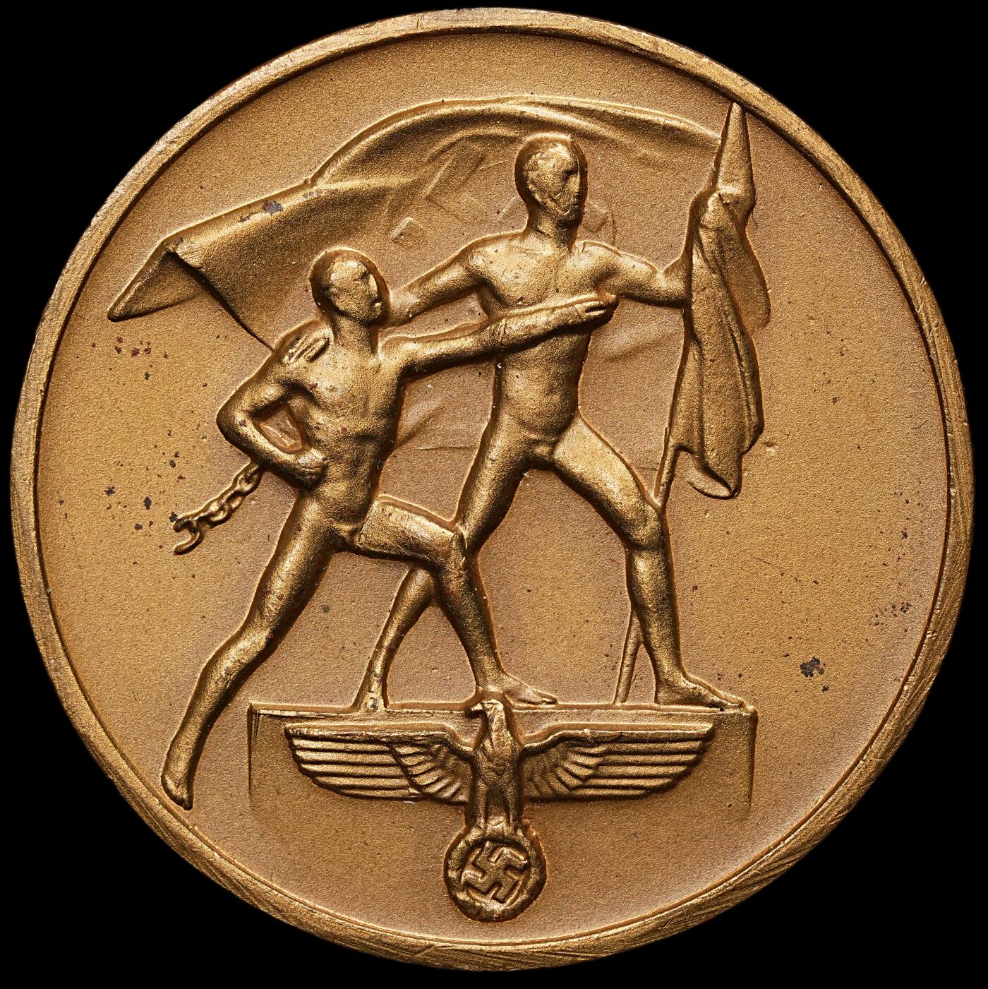 修遠堂世界钱币第106期，请看参拍说明 1938年德三吞并苏台德纪念章，顶部挂扣去除，32.21mm，11.67g