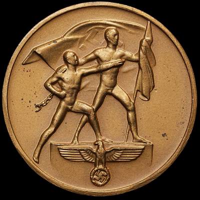 修遠堂世界钱币第106期，请看参拍说明 - 1938年德三吞并苏台德纪念章，顶部挂扣去除，32.21mm，11.67g