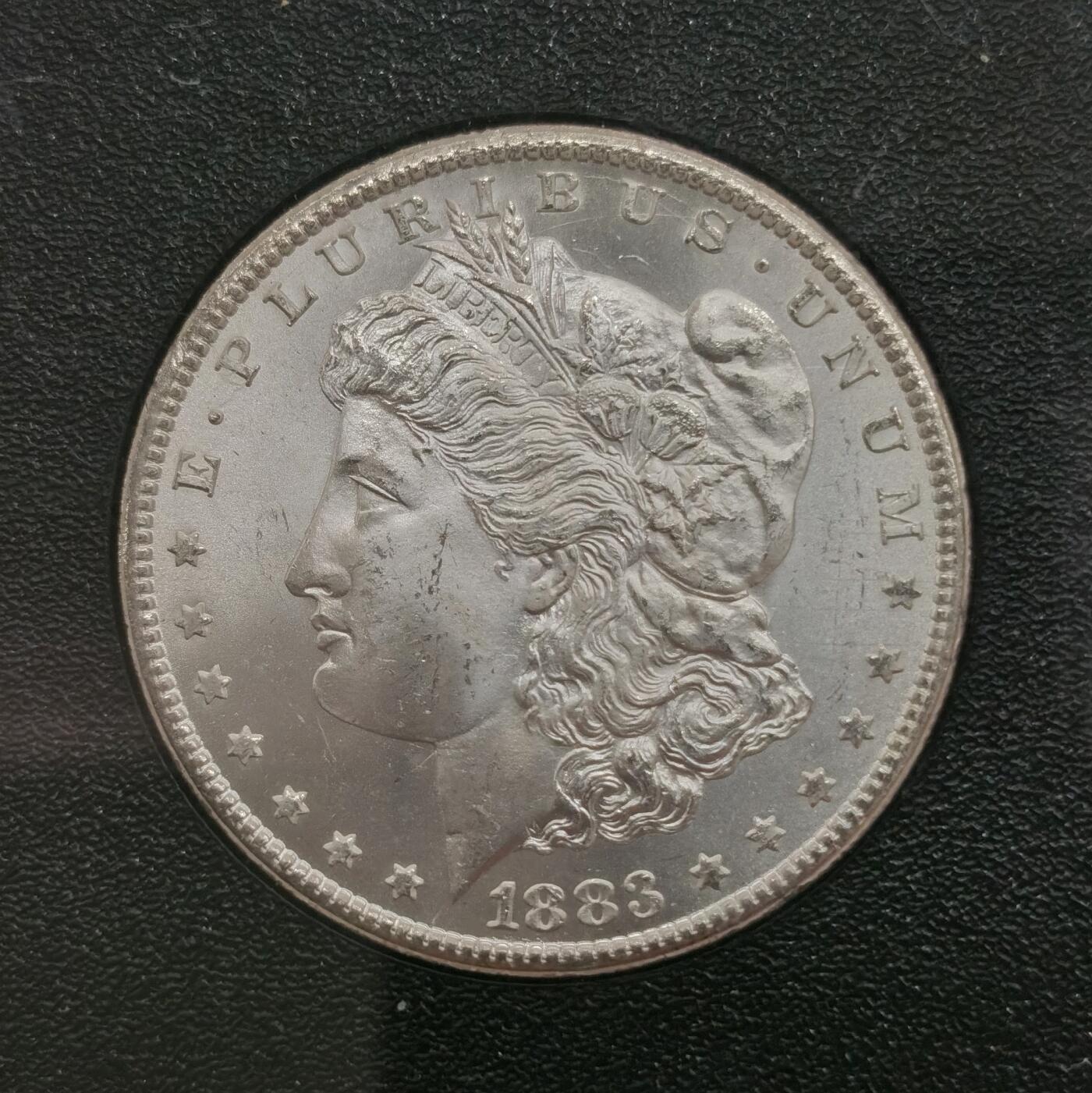 博洋堂世界钱币拍卖第163期（全场包邮） NGC MS65 美国1883 CC 摩根 稀有卡森厂 GSA绝版大封装 高分难得 车轮转光