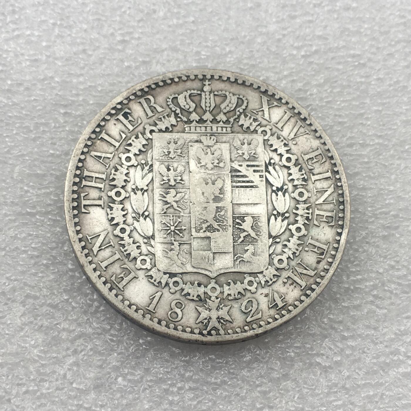 世界钱币专场拍卖 每周二开拍 1824年德国普鲁士王国腓特烈威廉三世盾徽1泰勒银币