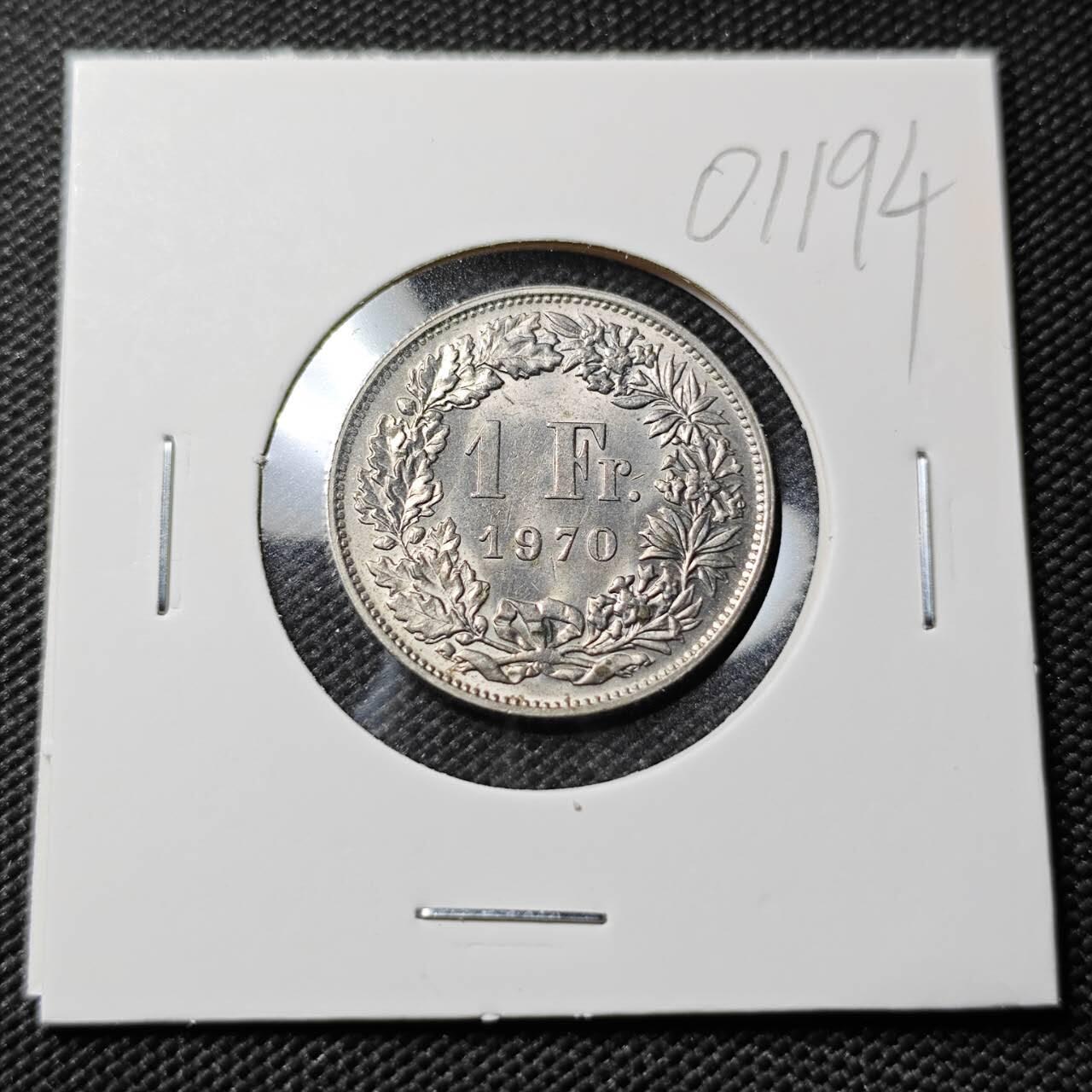 KK钱币收藏小铺   第401期 2月预留时间 周末发货  1970瑞士1法郎 好品