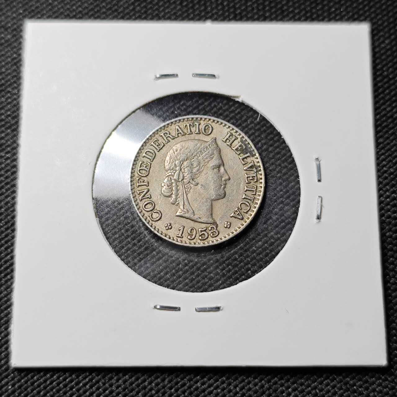 KK钱币收藏小铺   第401期 2月预留时间 周末发货  1953瑞士10分 