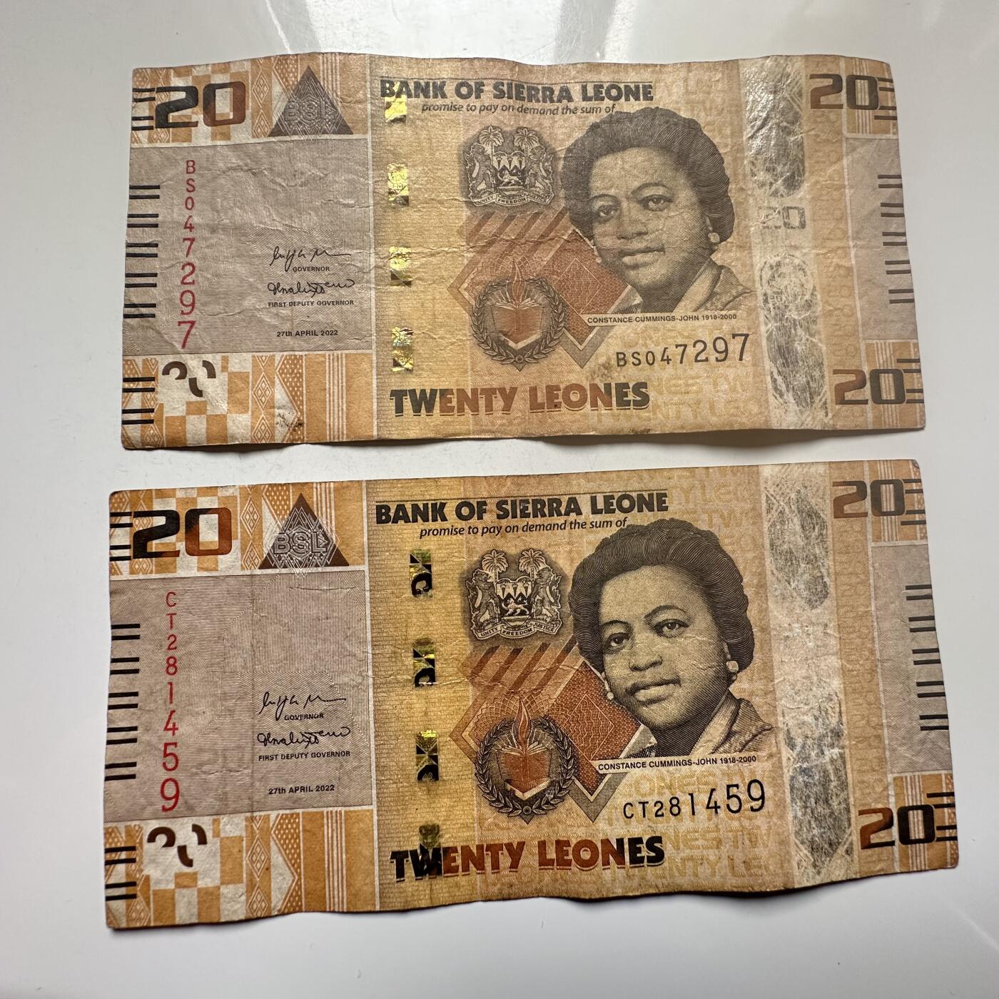 🌹外币初藏🌹🐯2026年第25场  每周二四六晚8️⃣点 接代拍 塞拉利昂2022年20利昂 2张--7