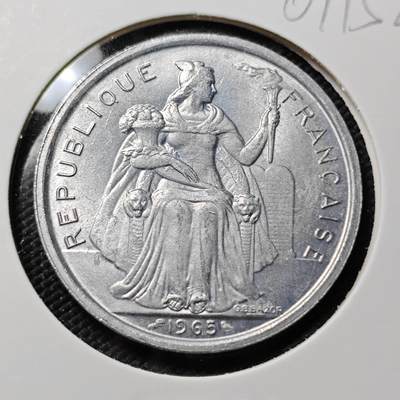 KK钱币收藏小铺   第401期 2月预留时间 周末发货 - 1965法属波利尼西亚5法郎 好品 