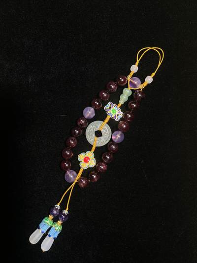 【崇觀宣和】周元通宝-佛钱古钱币十八子手持石榴石手串 【崇觀宣和】周元通宝-佛钱古钱币十八子手持石榴石手串