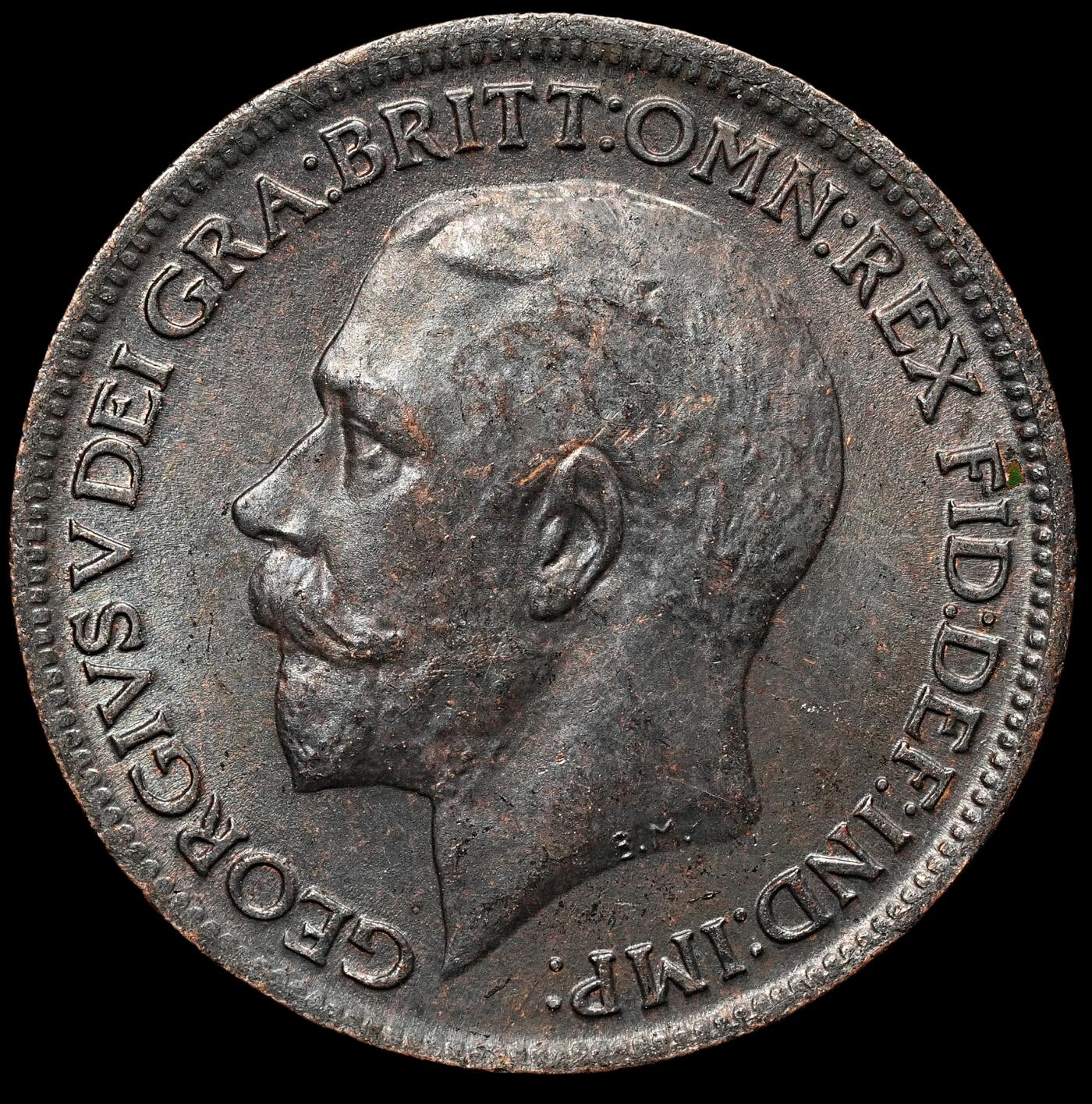 修遠堂世界钱币第106期，请看参拍说明 1916年英国1法新铜币，造币厂熏黑，未流通