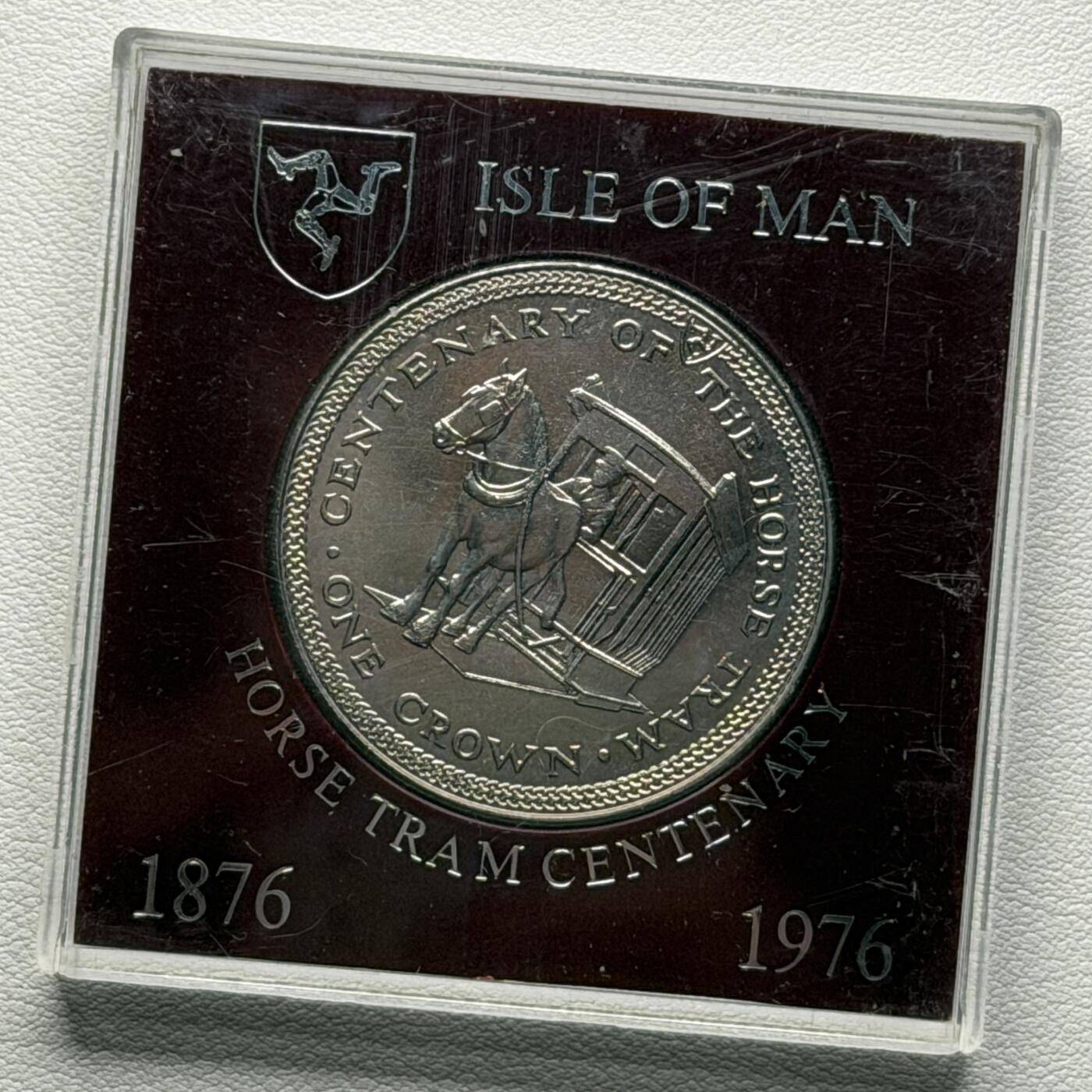 ＜星葵🌻钱币社＞硬币场·第71期·3月10日发货 马恩岛1976年有轨马车诞生100周年盒装1克朗纪念币