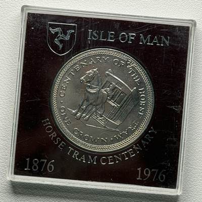 ＜星葵🌻钱币社＞硬币场·第71期·3月10日发货 - 马恩岛1976年有轨马车诞生100周年盒装1克朗纪念币