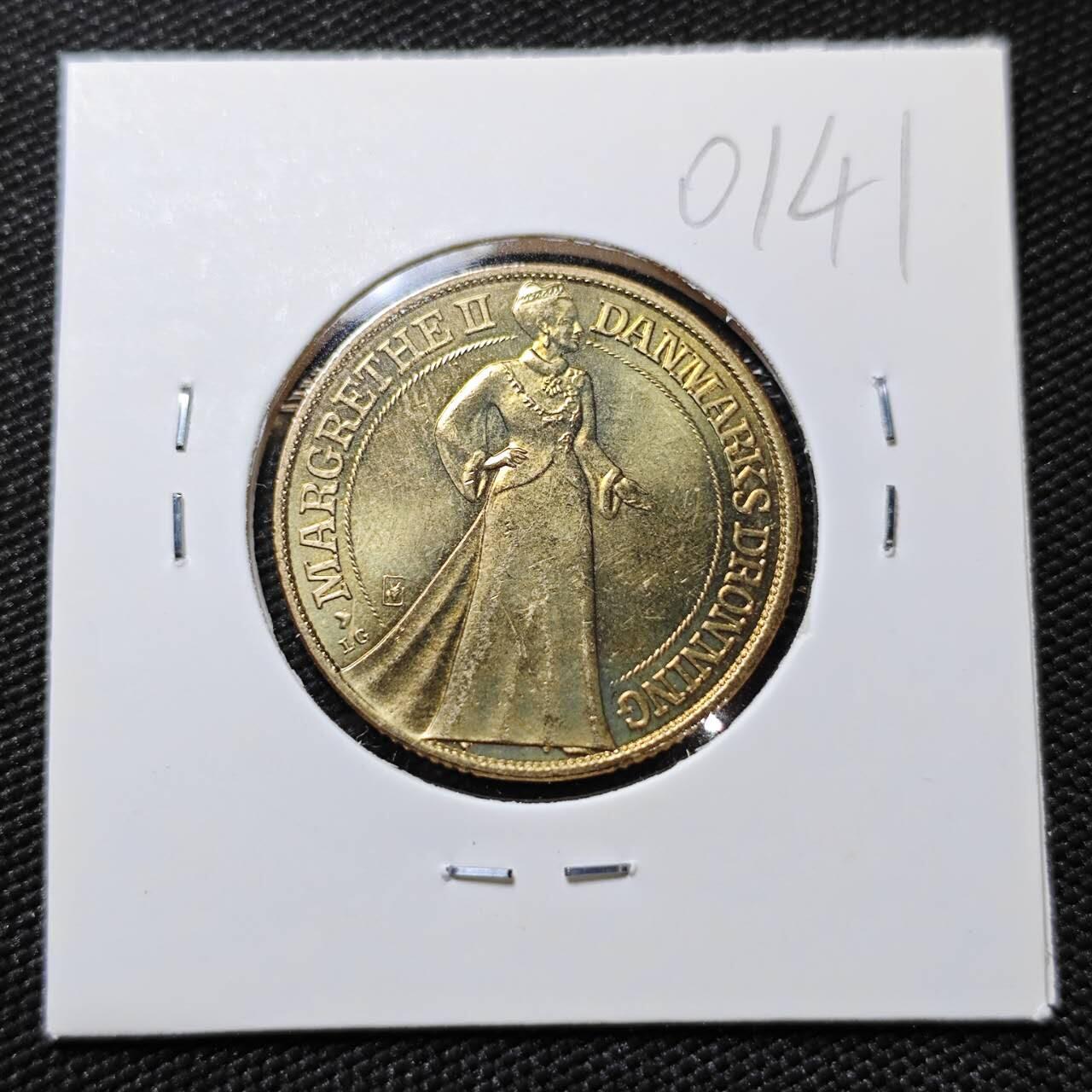 KK钱币收藏小铺   第401期 2月预留时间 周末发货  1997丹麦2克朗纪念币 好品