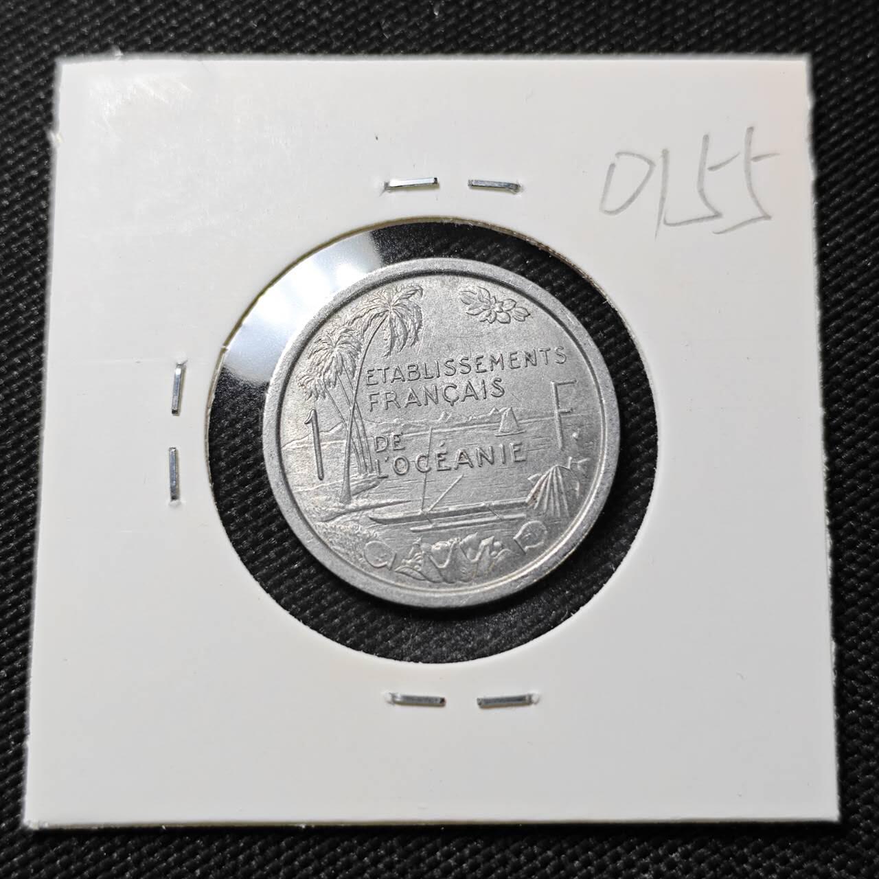 KK钱币收藏小铺   第401期 2月预留时间 周末发货  1949法属波利尼西亚1法郎