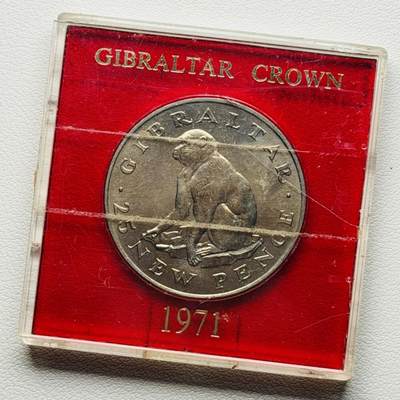 ＜星葵🌻钱币社＞硬币场·第71期·3月10日发货 - 直布罗陀1971年巴巴里猕猴盒装25便士克朗型纪念币