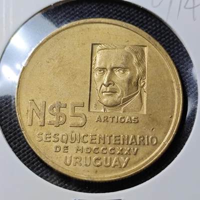 KK钱币收藏小铺   第401期 2月预留时间 周末发货 -  乌拉圭5比索 品不错