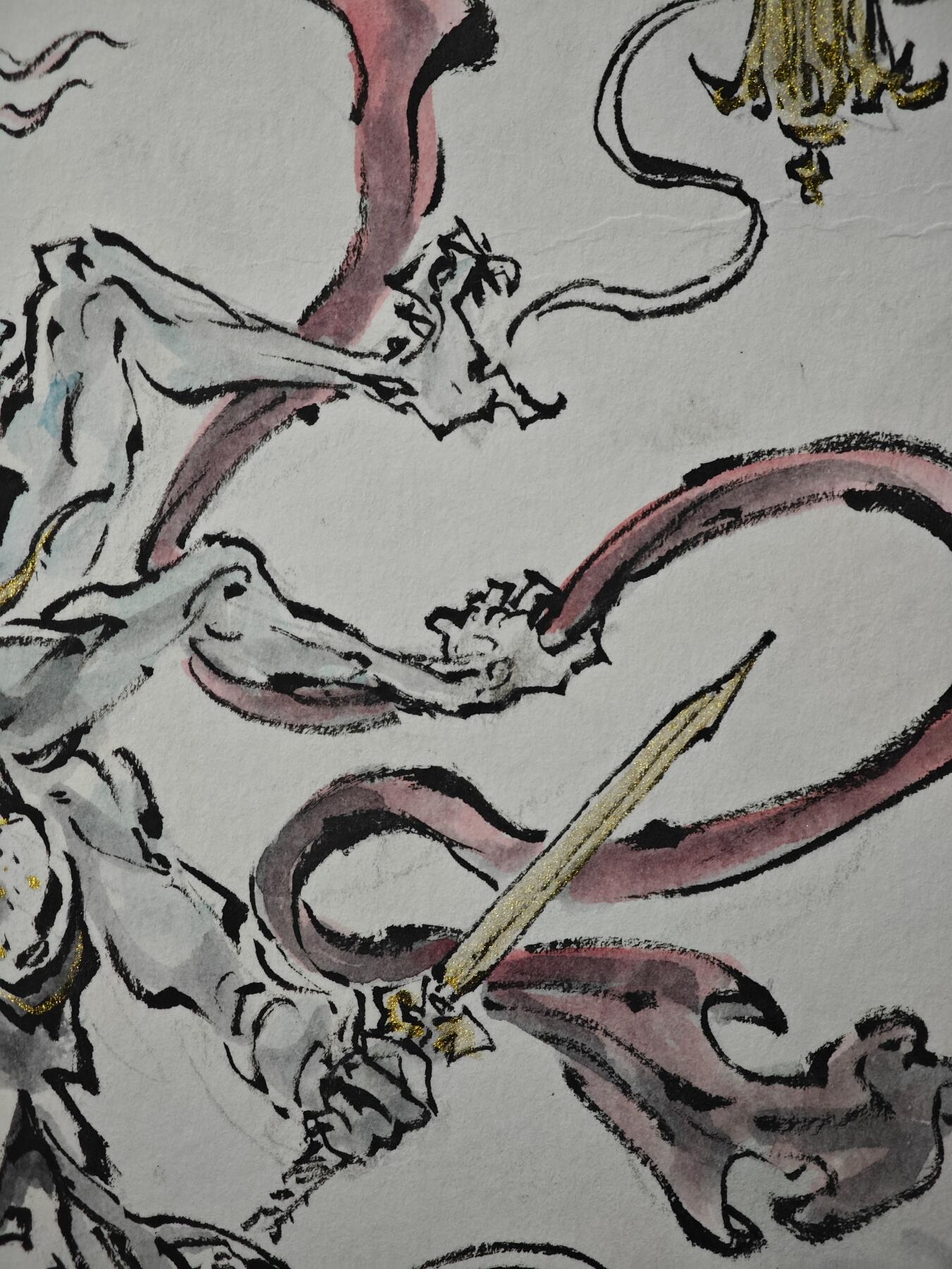 白泽拍卖卡牌手绘专场第33期（去岁千般皆如愿 今年万事定称心） 2025 沈鑫手绘画 哪吒 A4  沈鑫亲签