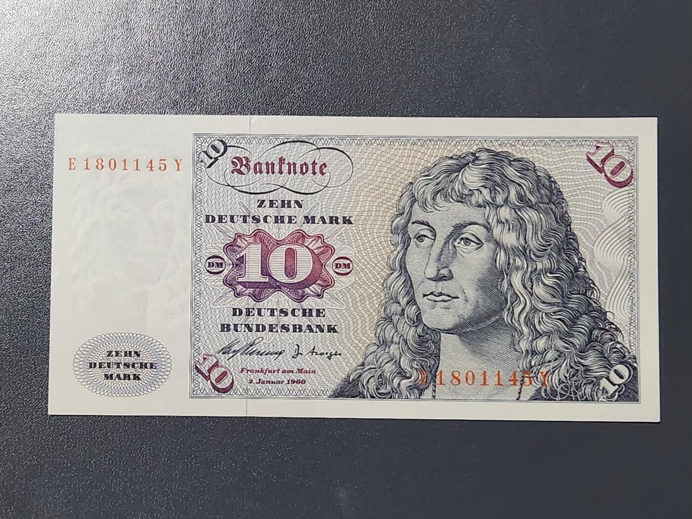 3月6号晚上8点 外国纸币自动截拍第35场 首版1960德国10马克全新