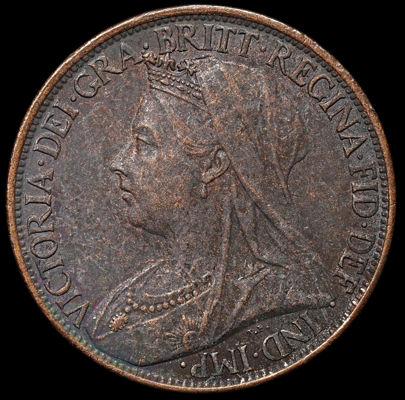 修遠堂世界钱币第106期，请看参拍说明 1901年英国1法新铜币