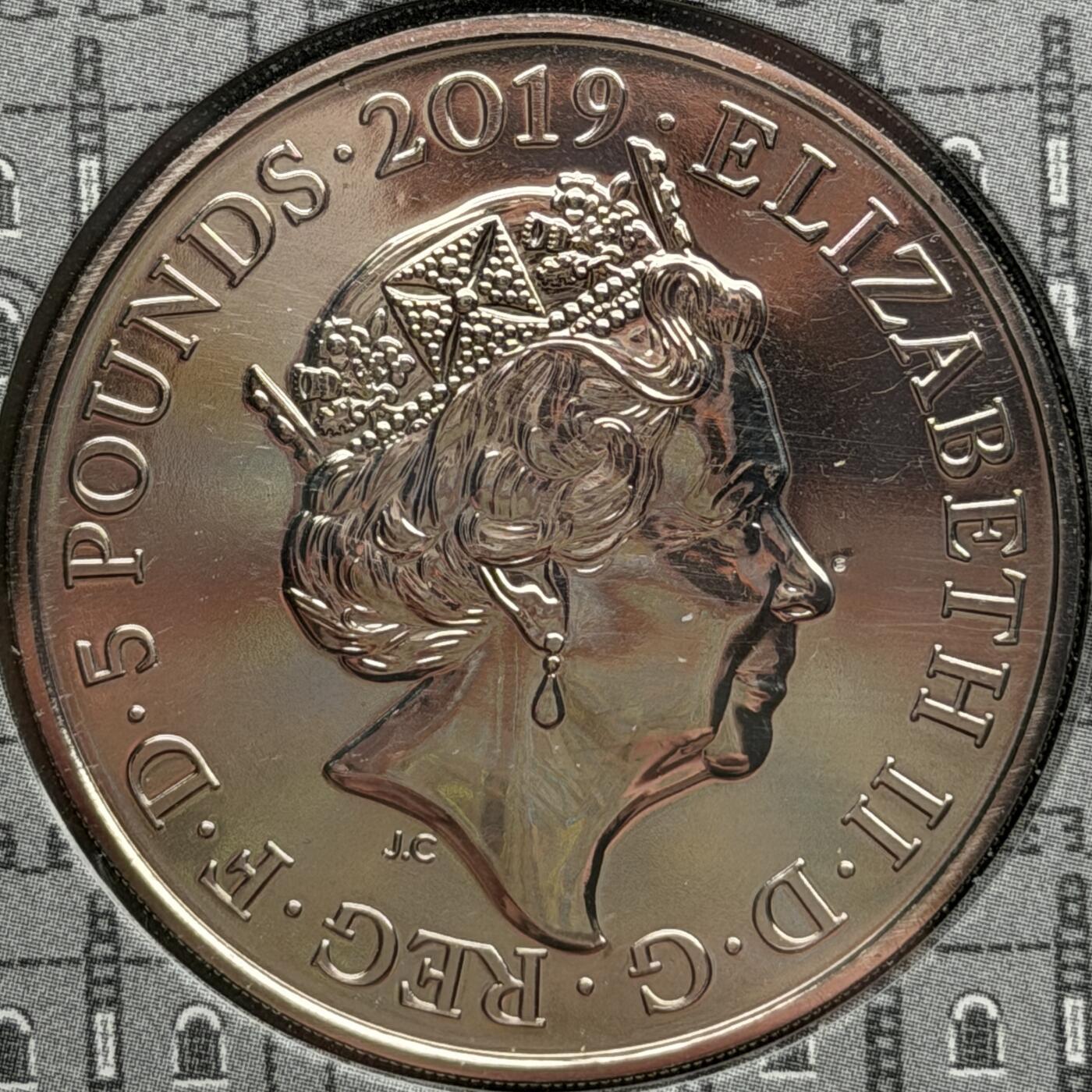 ＜星葵🌻钱币社＞硬币场·第71期·3月10日发货 〈发行量20199〉英国2019年伦敦塔·渡鸦传说卡装5镑克朗型纪念币