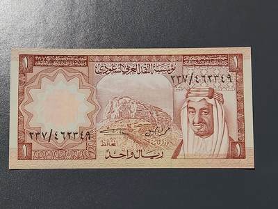 3月6号晚上8点 外国纸币自动截拍第35场 - 沙特阿拉伯 1977年1里亚尔 全新UNC
