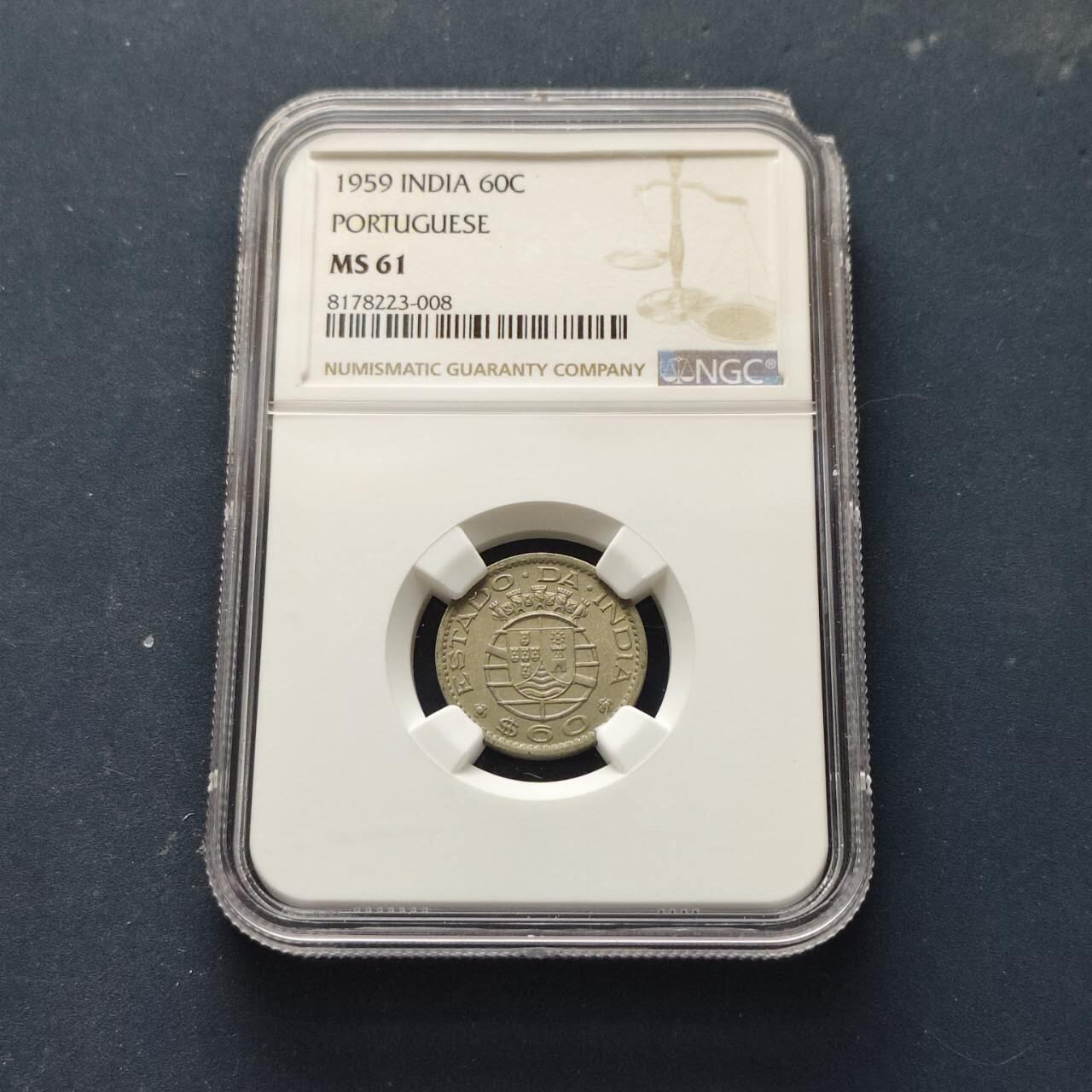 【全场包邮】纯粹捡漏拍509场 【收藏级】葡属印度1959年60分-NGC MS61（MS品相共计20枚）