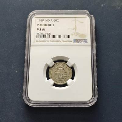 【全场包邮】纯粹捡漏拍509场 - 【收藏级】葡属印度1959年60分-NGC MS61（MS品相共计20枚）