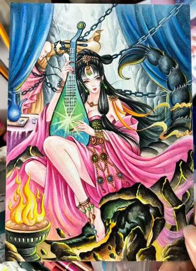 阳大大卡牌拍卖第103期（持续收拍品，周五晚上九点截拍，进群福利早知道） - 【手绘卡】顶流画师太乙 西游记 蝎子精 手绘卡 细节拉满 非常漂亮 A5尺寸