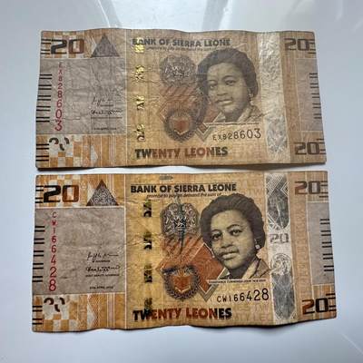 🌹外币初藏🌹🐯2026年第25场  每周二四六晚8️⃣点 接代拍 - 塞拉利昂2022年20利昂 2张--2