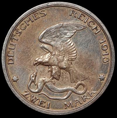 修遠堂世界钱币第106期，请看参拍说明 - 1913年普鲁士战胜拿破仑百年纪念2马克银币