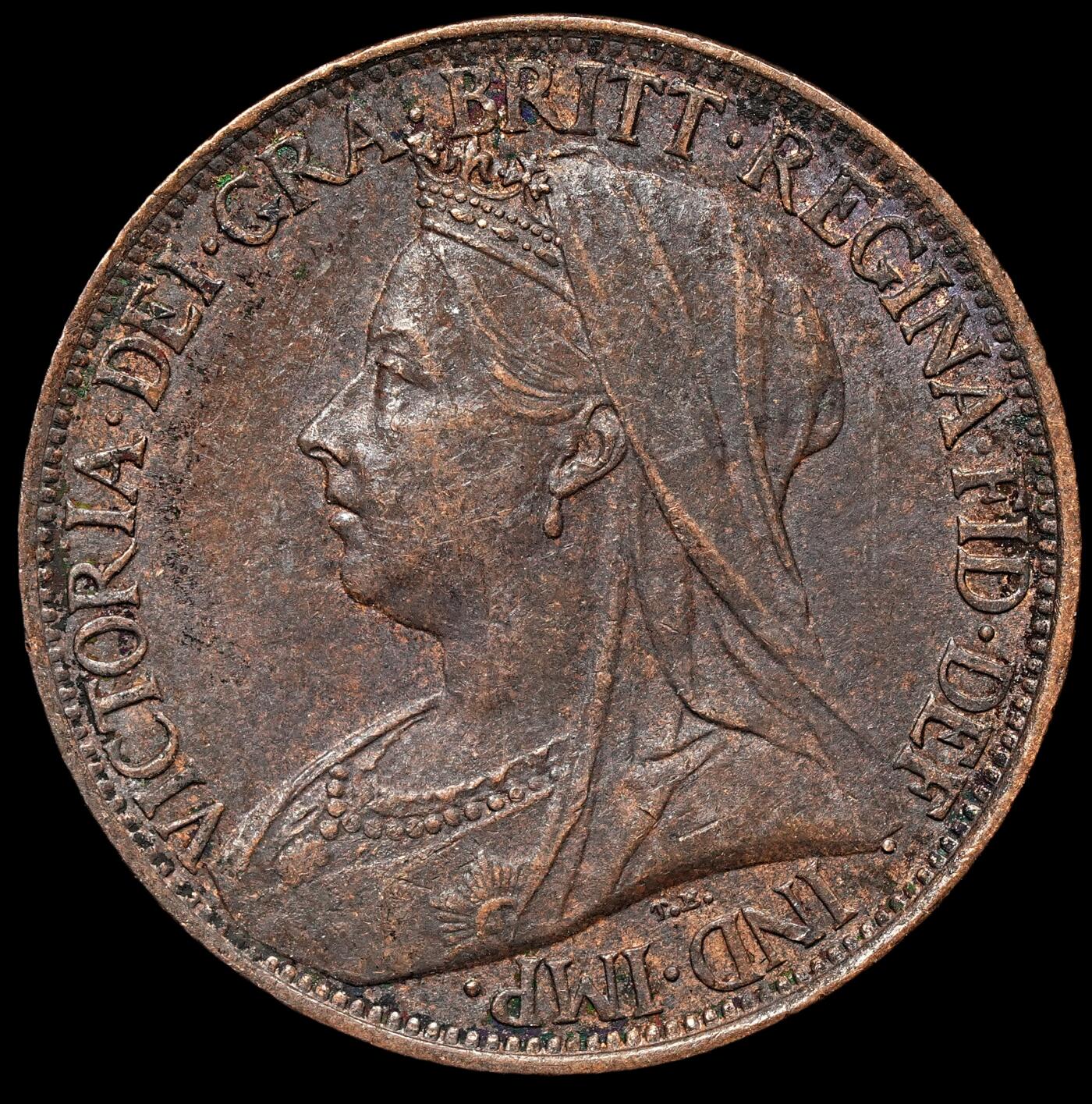 修遠堂世界钱币第106期，请看参拍说明 1899年英国1法新铜币