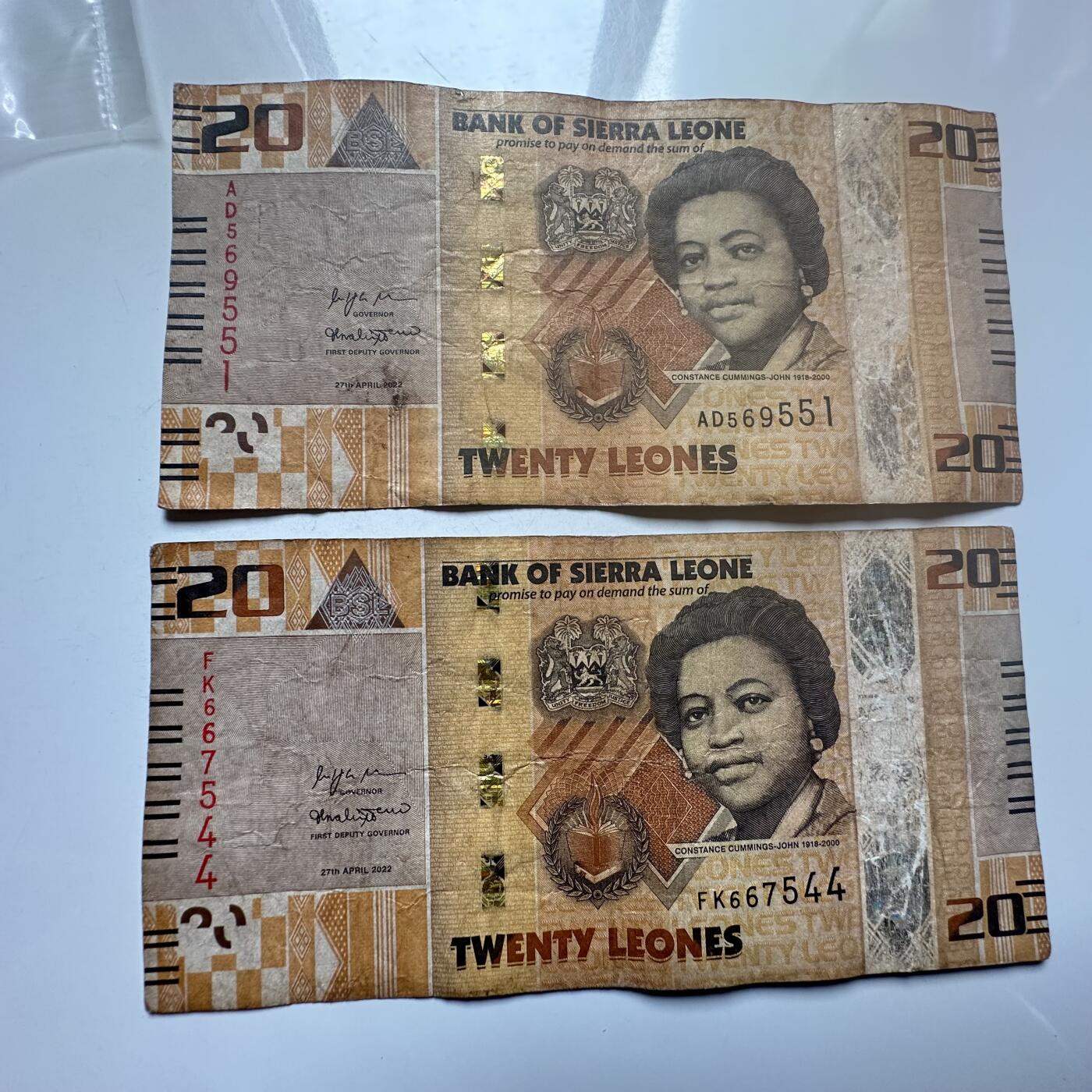 🌹外币初藏🌹🐯2026年第25场  每周二四六晚8️⃣点 接代拍 塞拉利昂2022年20利昂 2张--11